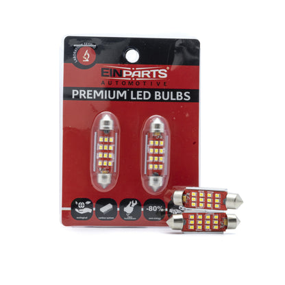 LED-lampa för bil – C5W – SV8.5–8 – 6000K – 12 LED – SMD 2016 – 2-pack