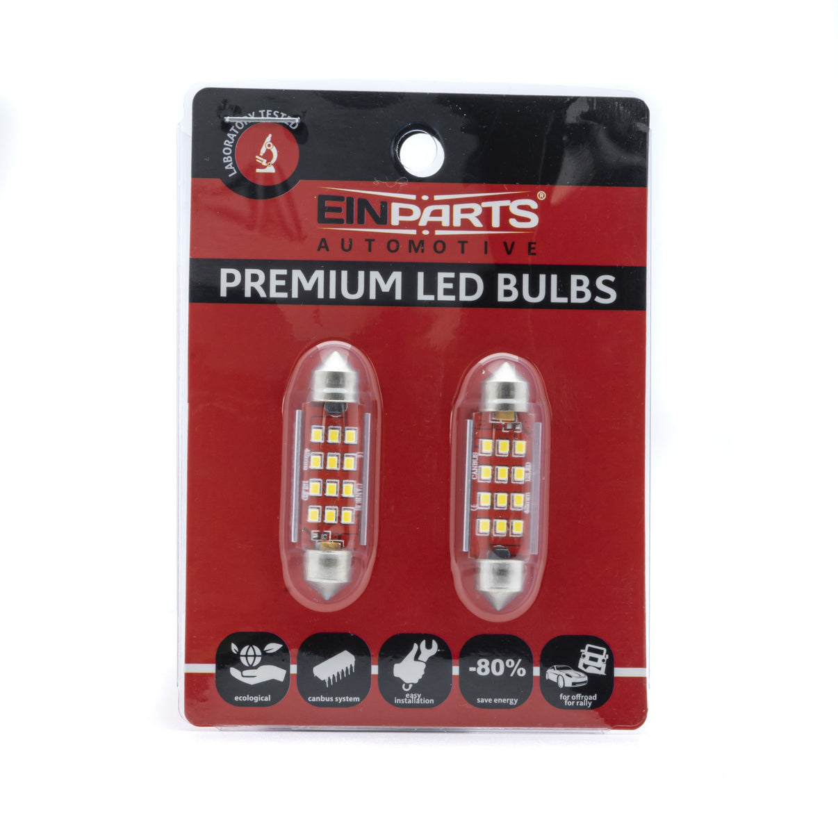 LED-lampa för bil – C5W – SV8.5–8 – 6000K – 12 LED – SMD 2016 – 2-pack
