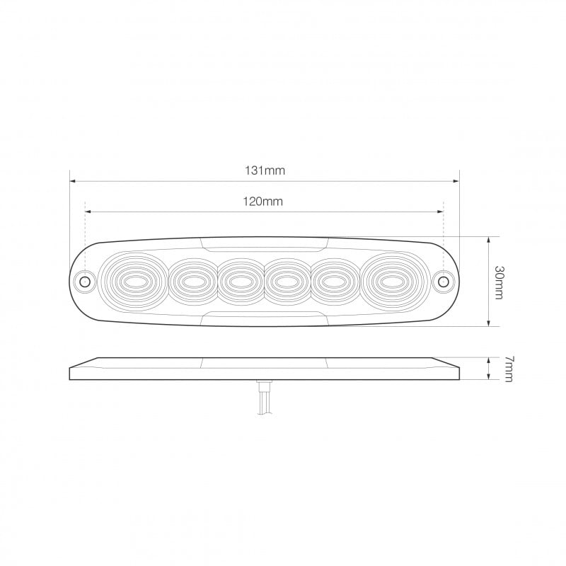 närbild på detaljer och material av Blixtljus Låg Profil – R65 6LED Amber – LEA
