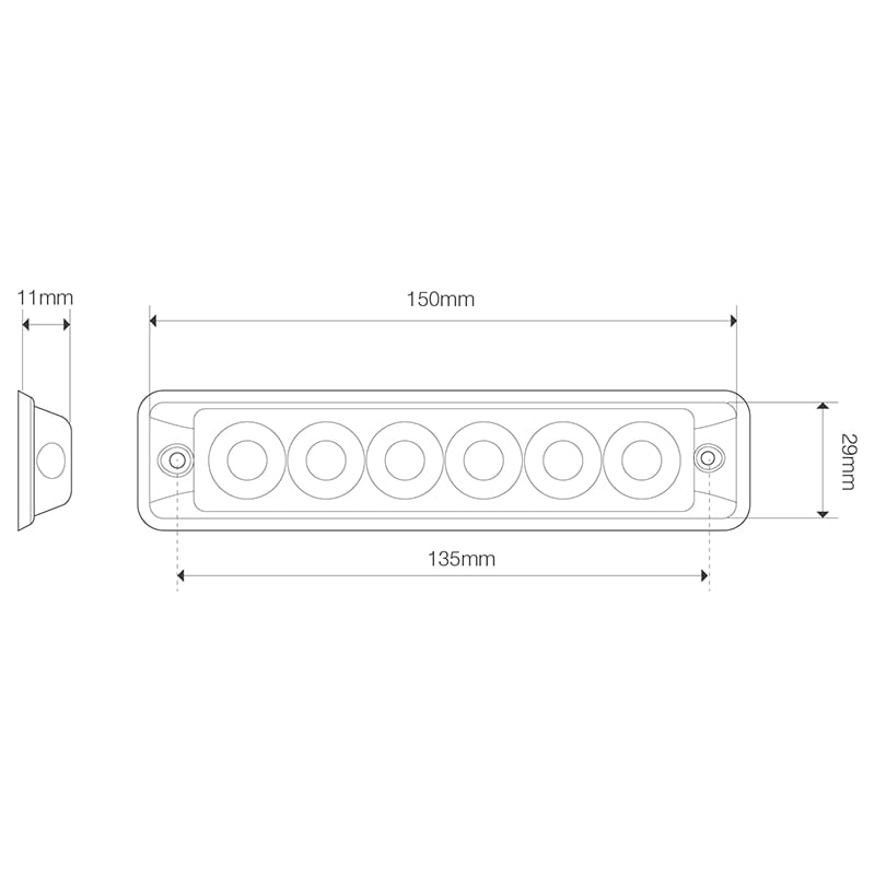 närbild på detaljer och material av Blixtljus Super – Slim R10 6LED Amber – LEA