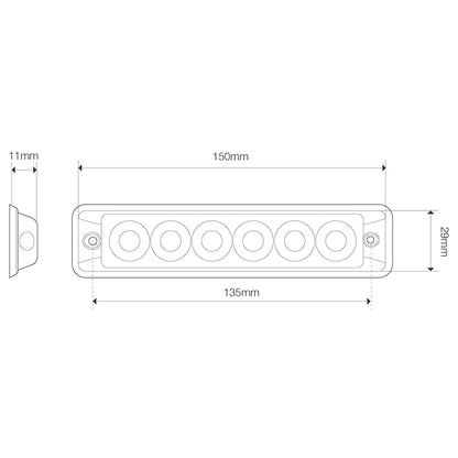 närbild på detaljer och material av Blixtljus Super – Slim R10 6LED Amber – LEA