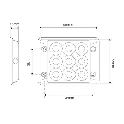 närbild på detaljer och material av Blixtljus Super – Slim R10 9LED Block Amber – LEA