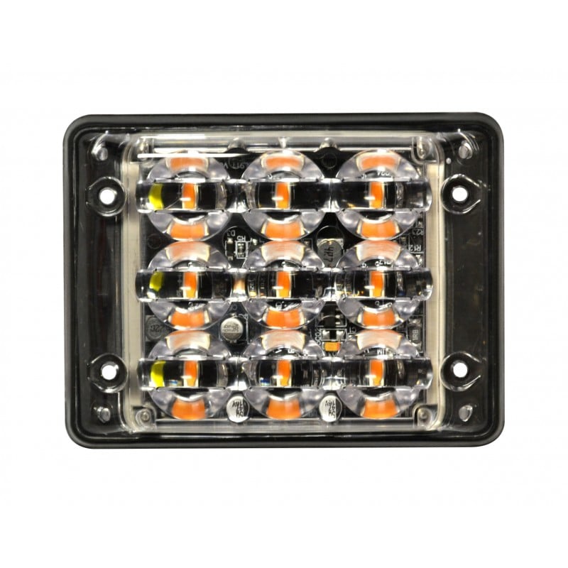 Blixtljus Super – Slim R65 9LED Block Amber – produktbild framifrån | LEA