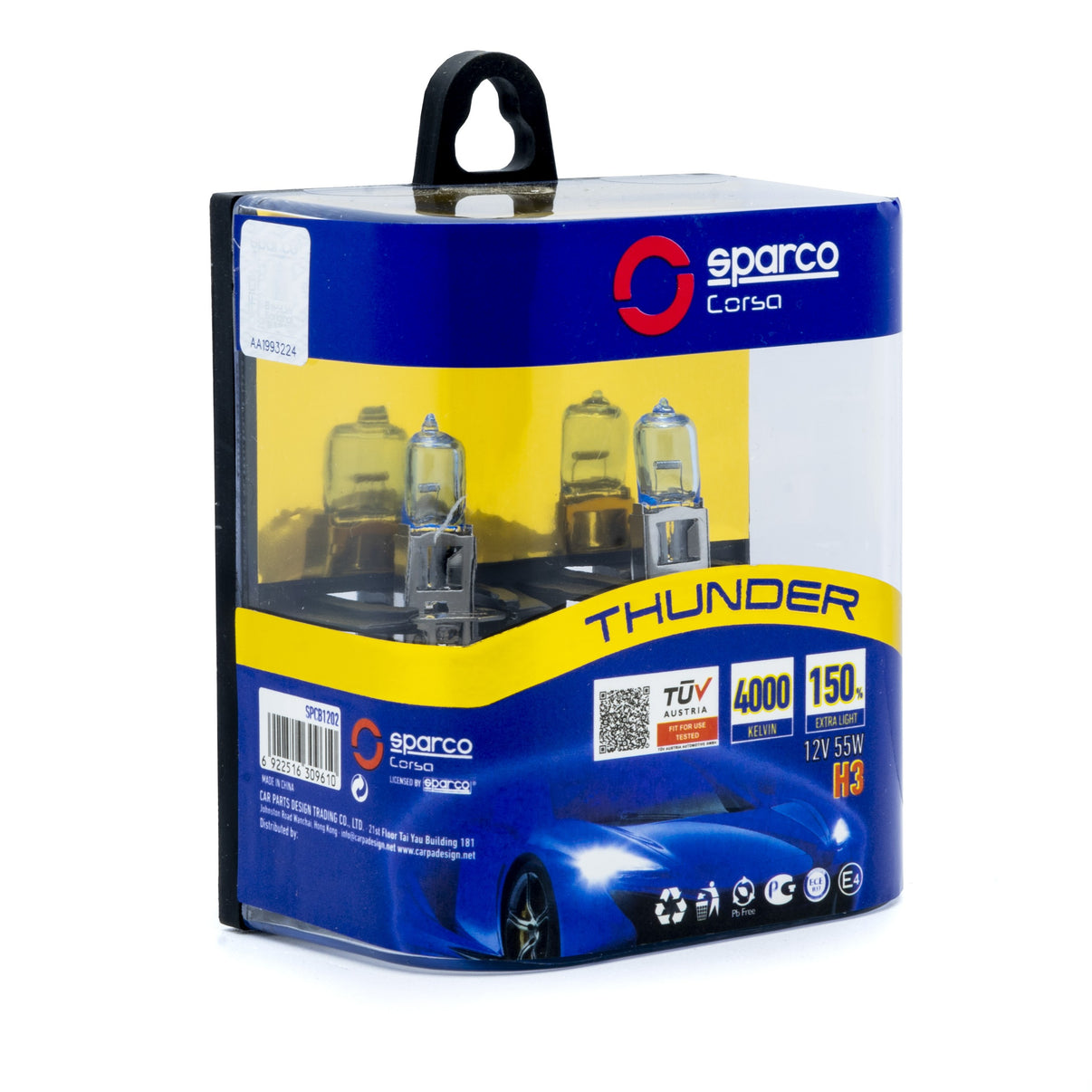 Halogenlampa – Sparco – H3 – 4000K – 9V - 16V – 55 W – 2-pack