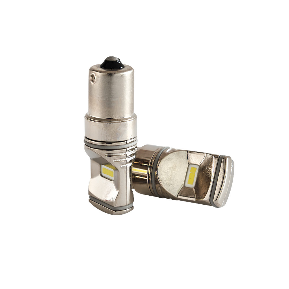 produktbild framifrån visande BA15S – 1156 LED Chrome Backlampor – Xenonkungen