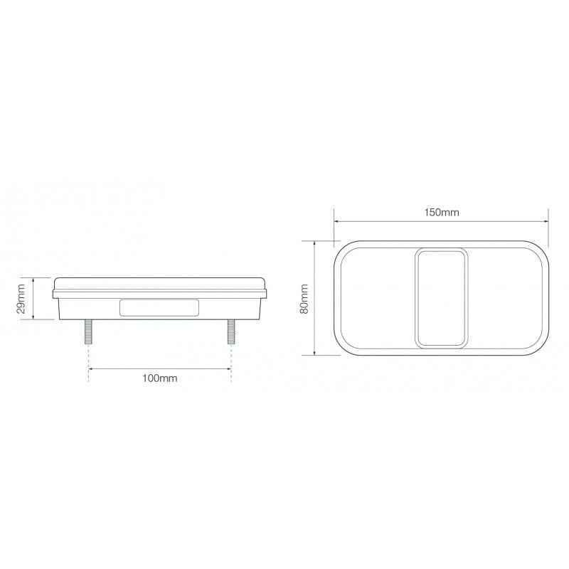 Baklampa Kompakt 150x80mm – 12V (2 – pack) – närbild detaljer | LEA