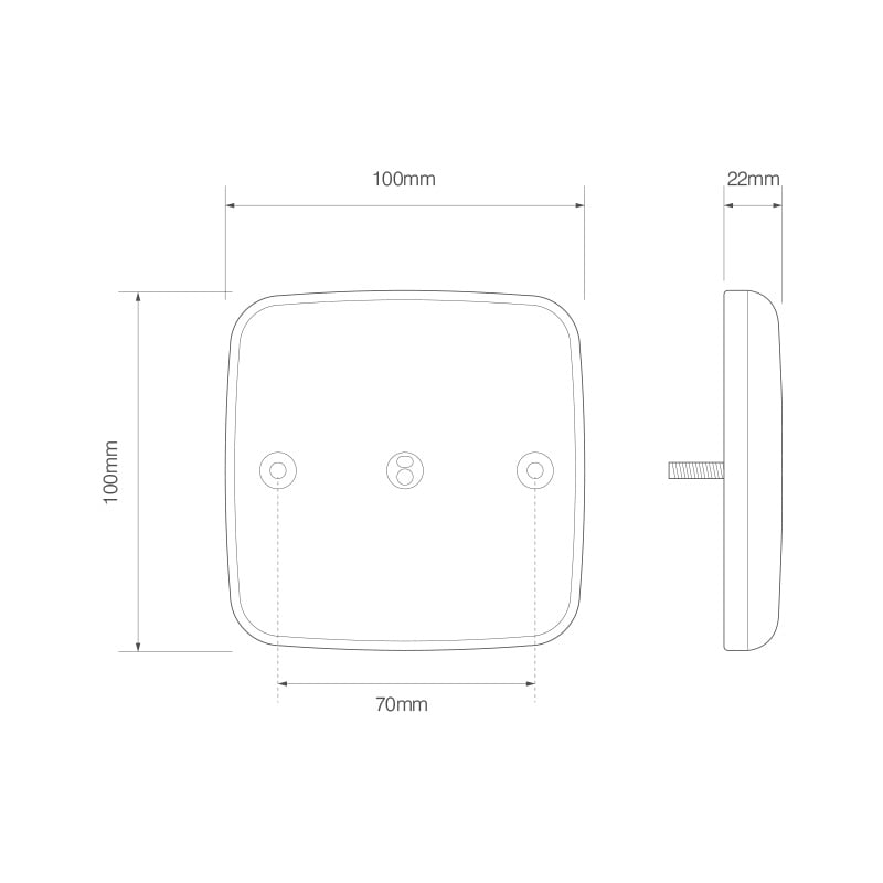 närbild på detaljer och material av Kompakt Kombinationslampa 100x100 – 12V (2 – Pack) – LEA