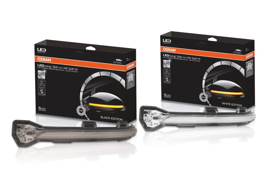LEDriving Dynamiska spegelblinkers – VW Golf VII – White Edition – närbild detaljer | OSRAM