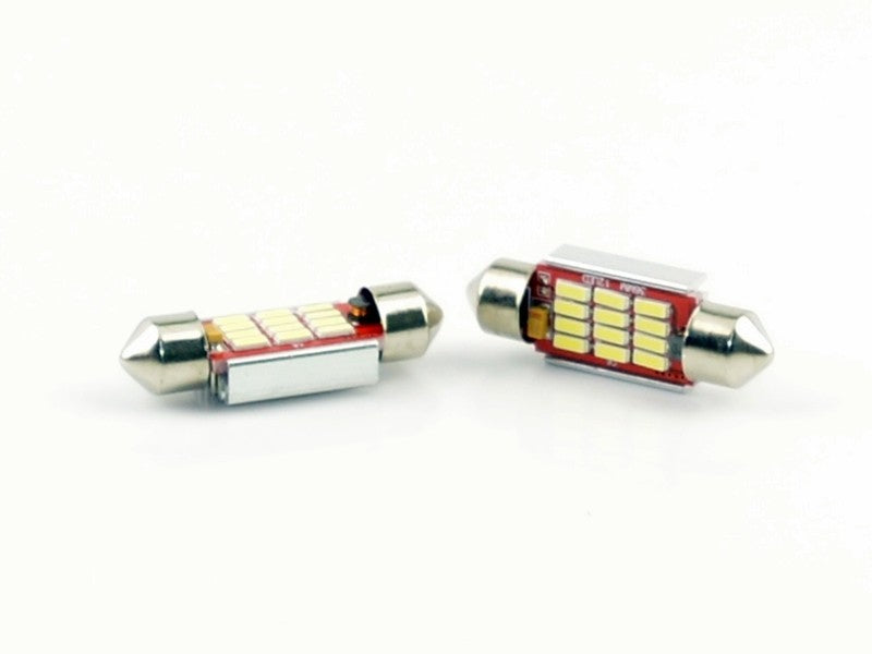 LED-lampa för bil – C5W – SV8.5–8 – 6000K – 12 LED – SMD 4014 – 2-pack