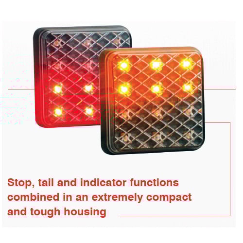 Baklampa Kombi 81STIM – 12/24V (81x81mm) – närbild detaljer | LEA