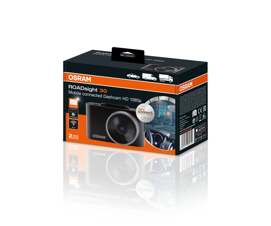 närbild på detaljer och material av Dashcam ROADSIGHT 30 FS1 – OSRAM