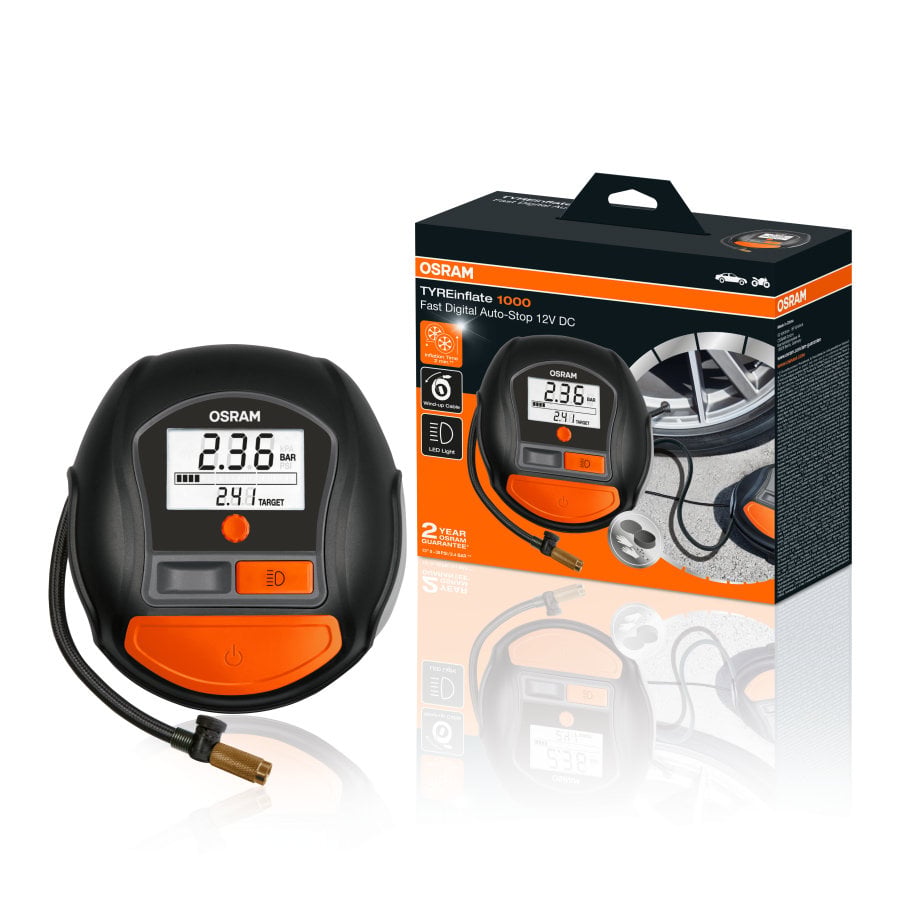 TYREINFLATE Däckpump 1000 FS1 – produktvy från sidan | OSRAM