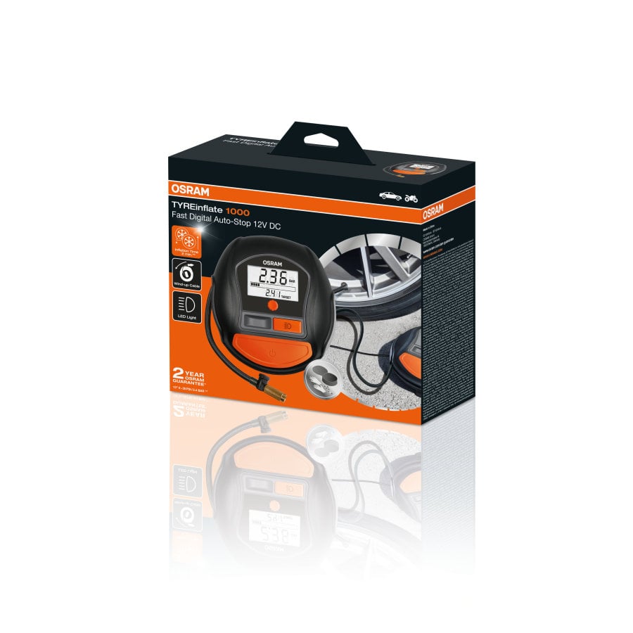 TYREINFLATE Däckpump 1000 FS1 – närbild detaljer | OSRAM