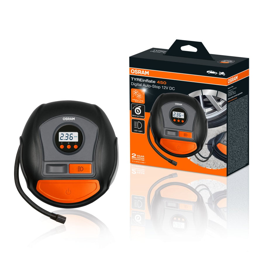 TYREINFLATE Däckpump 450 FS1 – närbild detaljer | OSRAM