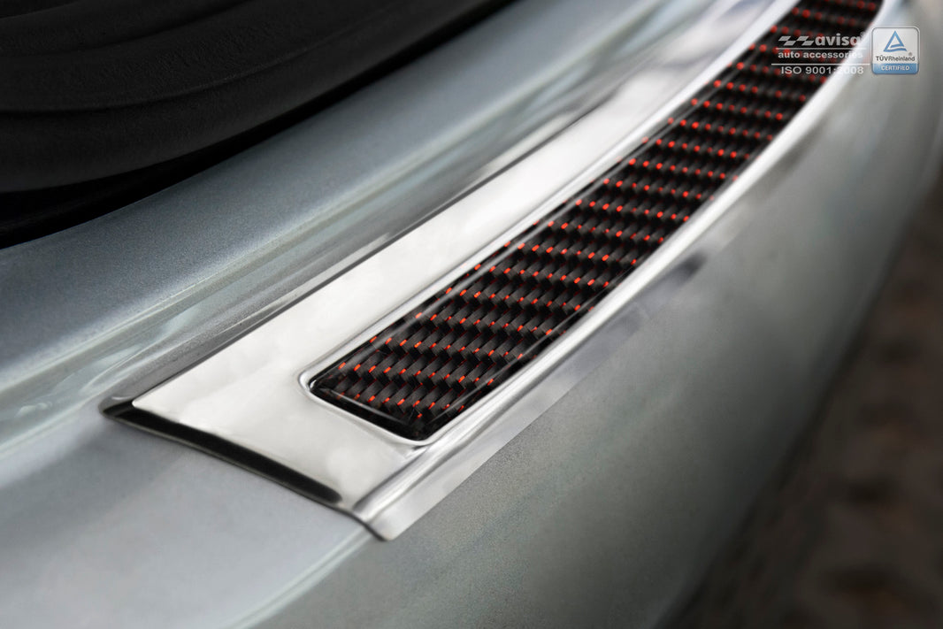 Lastskydd Mercedes Gle Coupe C292 2015–2019 – Spegelblank steel, Röd&Svart Kolfiber