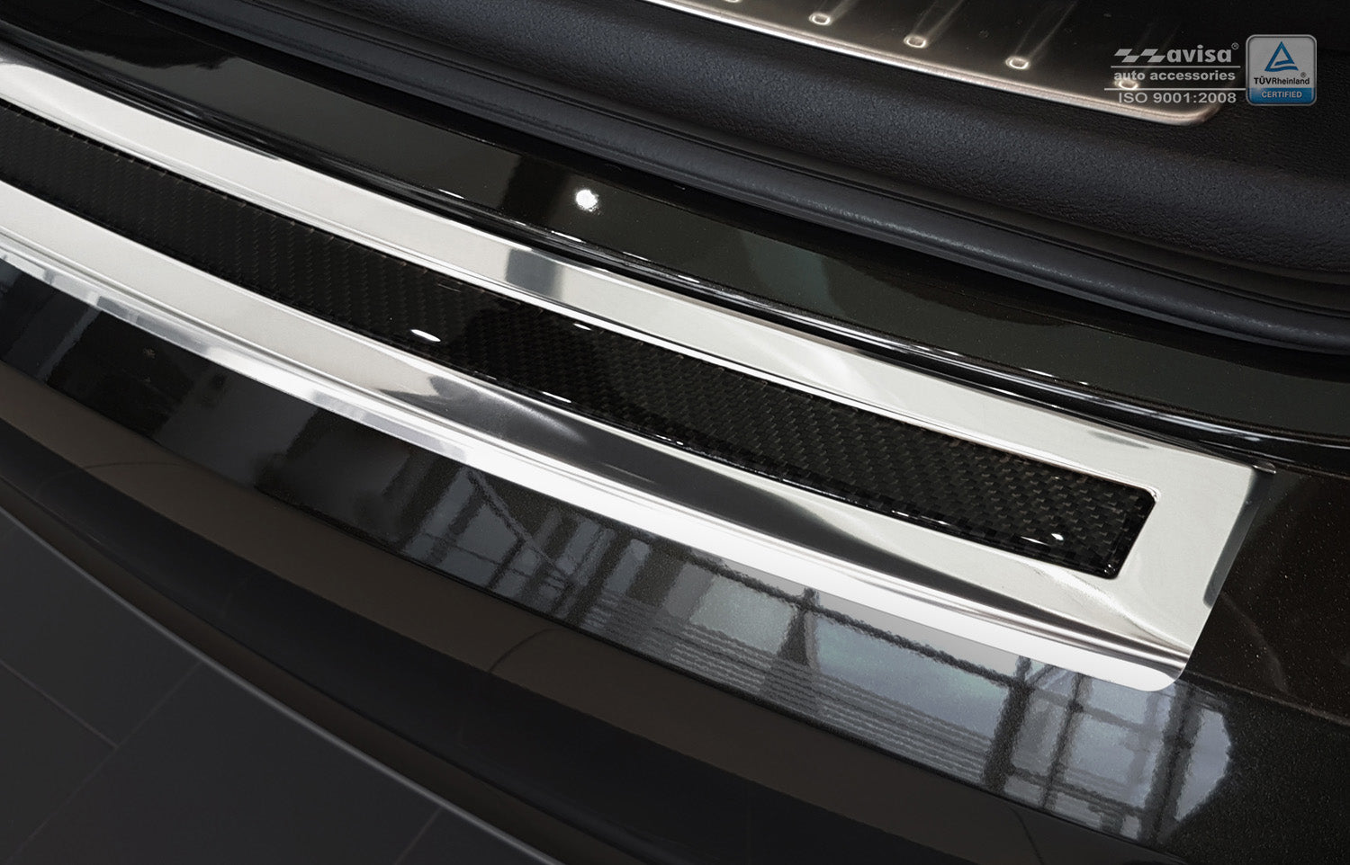 Lastskydd BMW X6 II F16 2014–2019 – Spegelblank steel, Svart Kolfiber – detaljbild 2