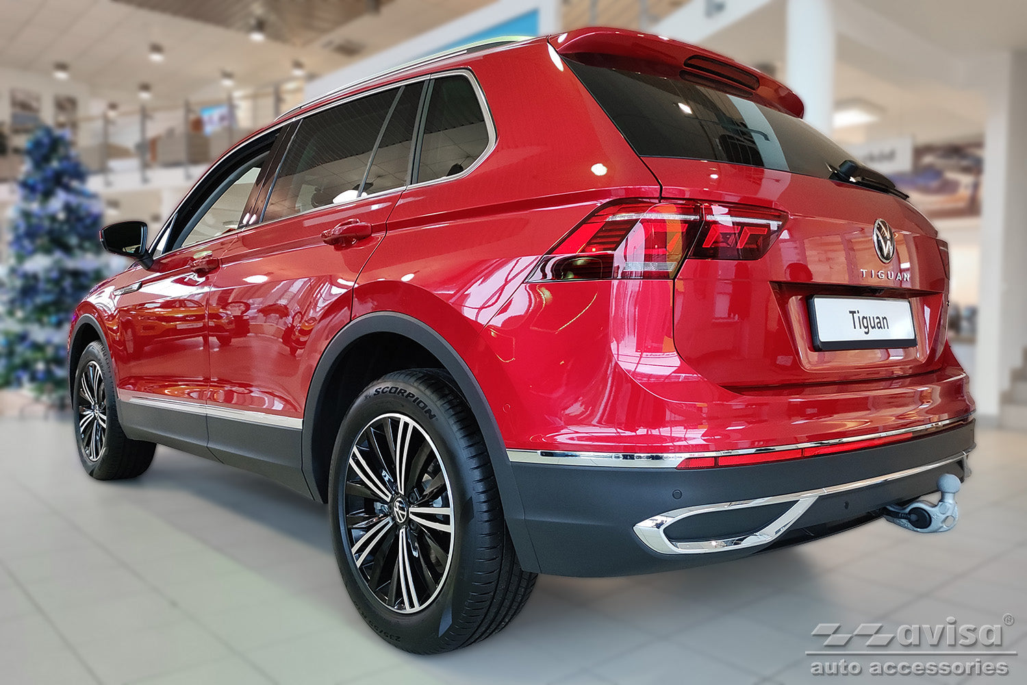 Tröskelskydd Lines Volkswagen Tiguan II 2015–2020, facelift 2020+/ eHybrid 2020–2024 m.fl. – Silver satin – detaljbild 3