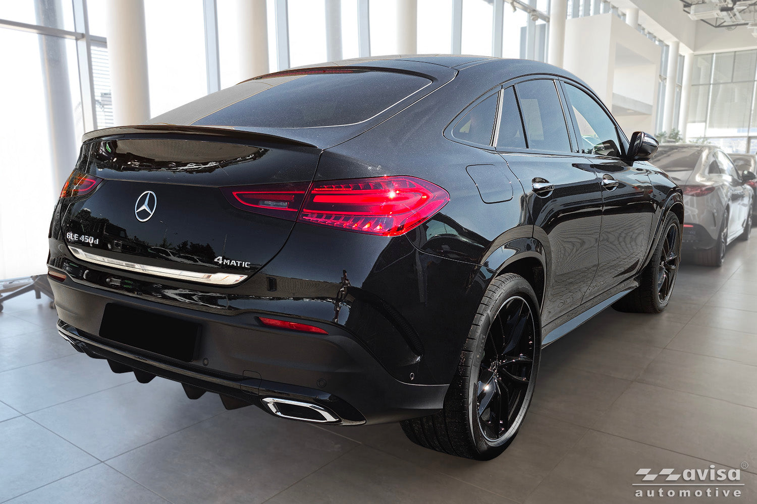 Bakluckelist Mercedes Gle II Coupe C167 2019–2023 facelift 2023+ – Spegelpolerat silver – detaljbild 2