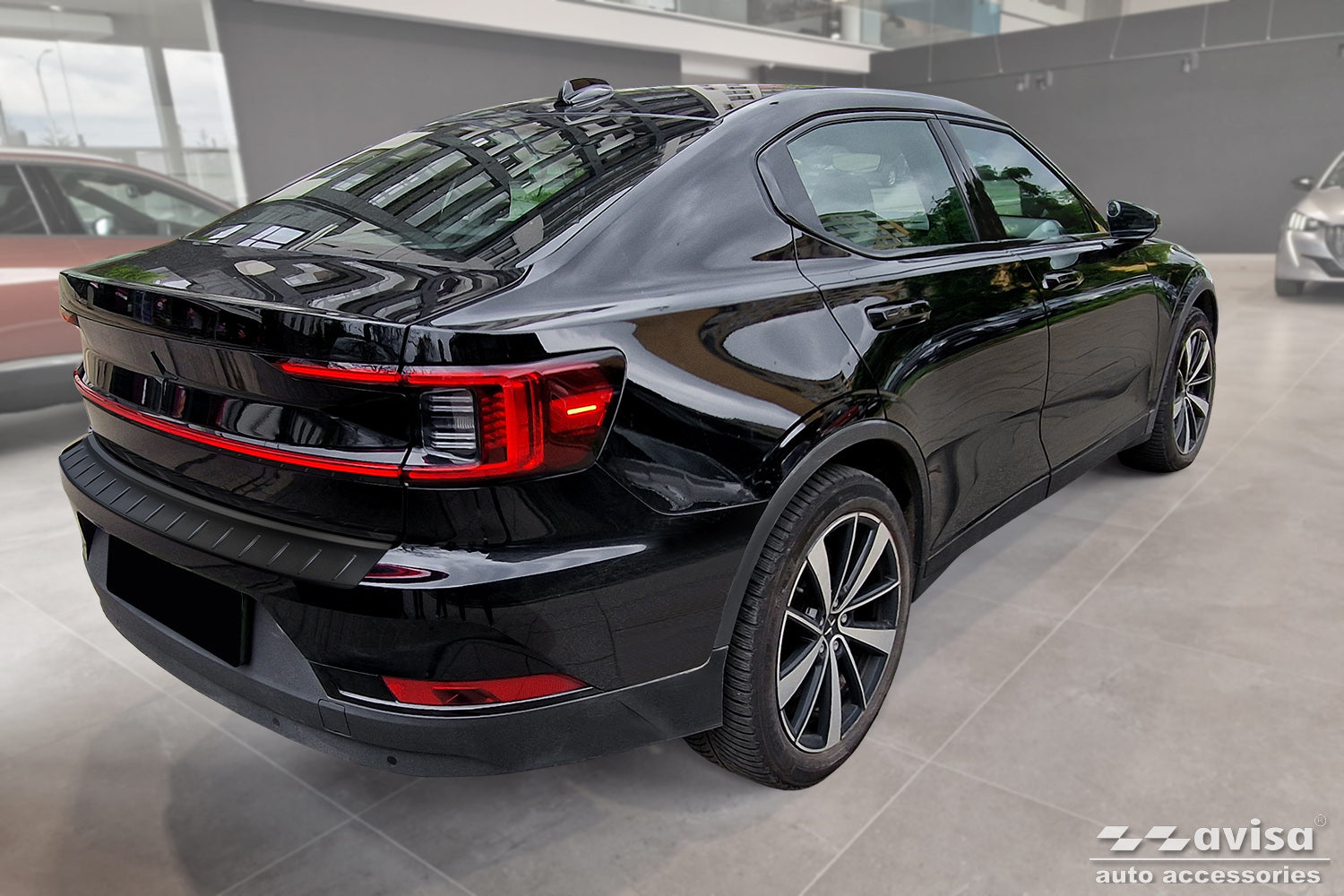 Lastskydd Black Mat Polestar 2 liftback 2020–2023 facelift 2023+ – Mattsvart – detaljbild 2