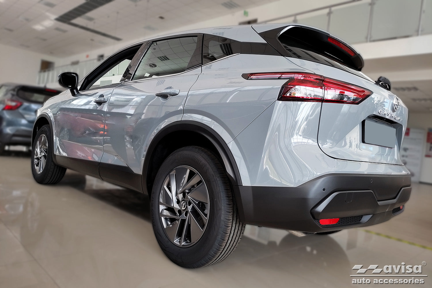 Tröskelskydd Special Edition Nissan Qashqai III crossover 2021–2024 facelift 2024+ m.fl. – Silver satin – detaljbild 3