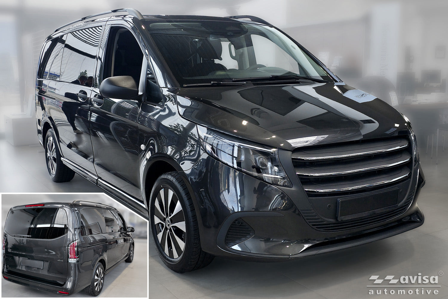 Mugghållarlist Mercedes Vito Tourer W447 facelift 2024+ – Spegelblank svart – detaljbild 3