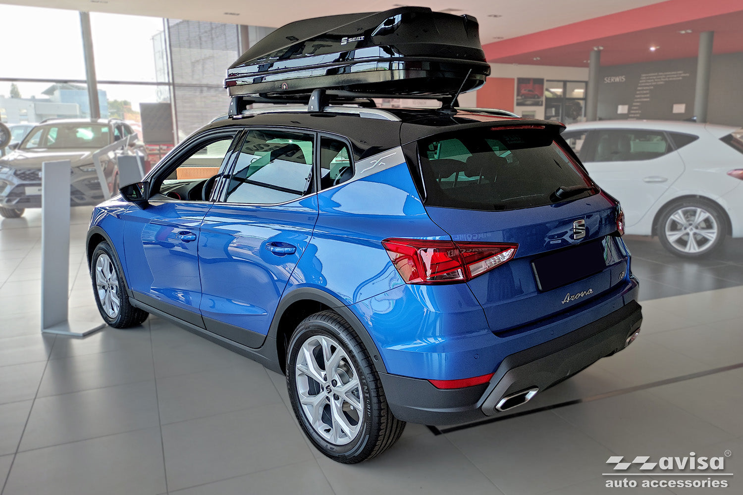 Tröskelskydd Exclusive Seat Arona, Arona Xcellence, Arona FR 2017–2021, facelift 2021+ – Spegelblank svart – detaljbild 3