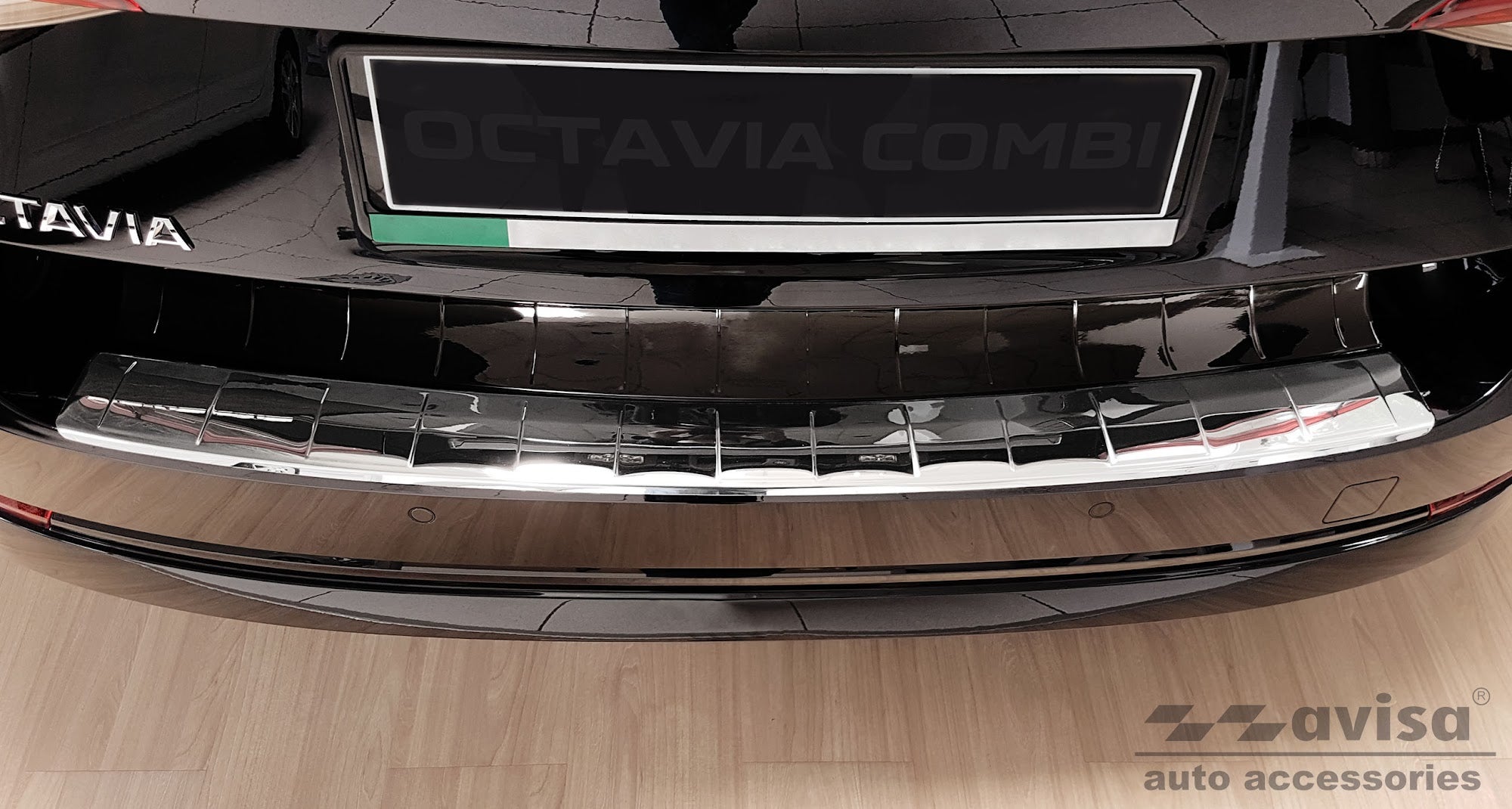 Lastskydd Skoda Octavia IV Kombi Active, Sportline, Ambition, Style, Sportline 2019–2024 facelift 2024+ m.fl. – Spegelpolerat silver – detaljbild 3