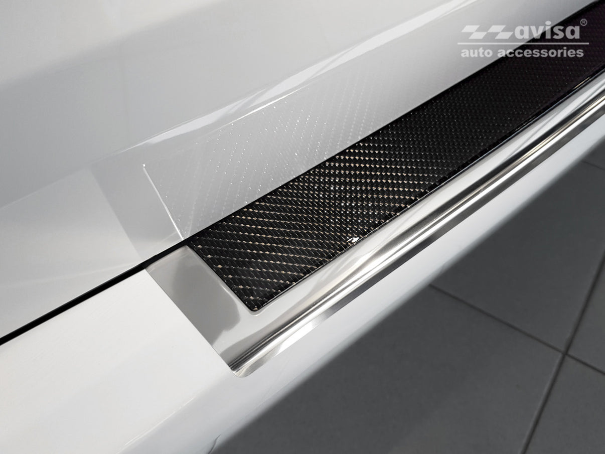 Lastskydd Mercedes V Class W447/ Vito III/ Marco Polo 2014–2019, facelift 2019–2024, facelift 2024… – Spegelblank steel, Svart Kolfiber – detaljbild 2