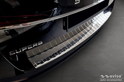 Lastskydd Skoda Superb III Kombi 2015–2019, facelift 2019–2024/ Scout III 2019+ – Spegelpolerat silver – detaljbild 3