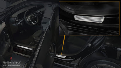 Tröskelskydd Mercedes Cla II Shooting Brake (X118) 2019–2025 – Spegelpolerat silver – detaljbild 2