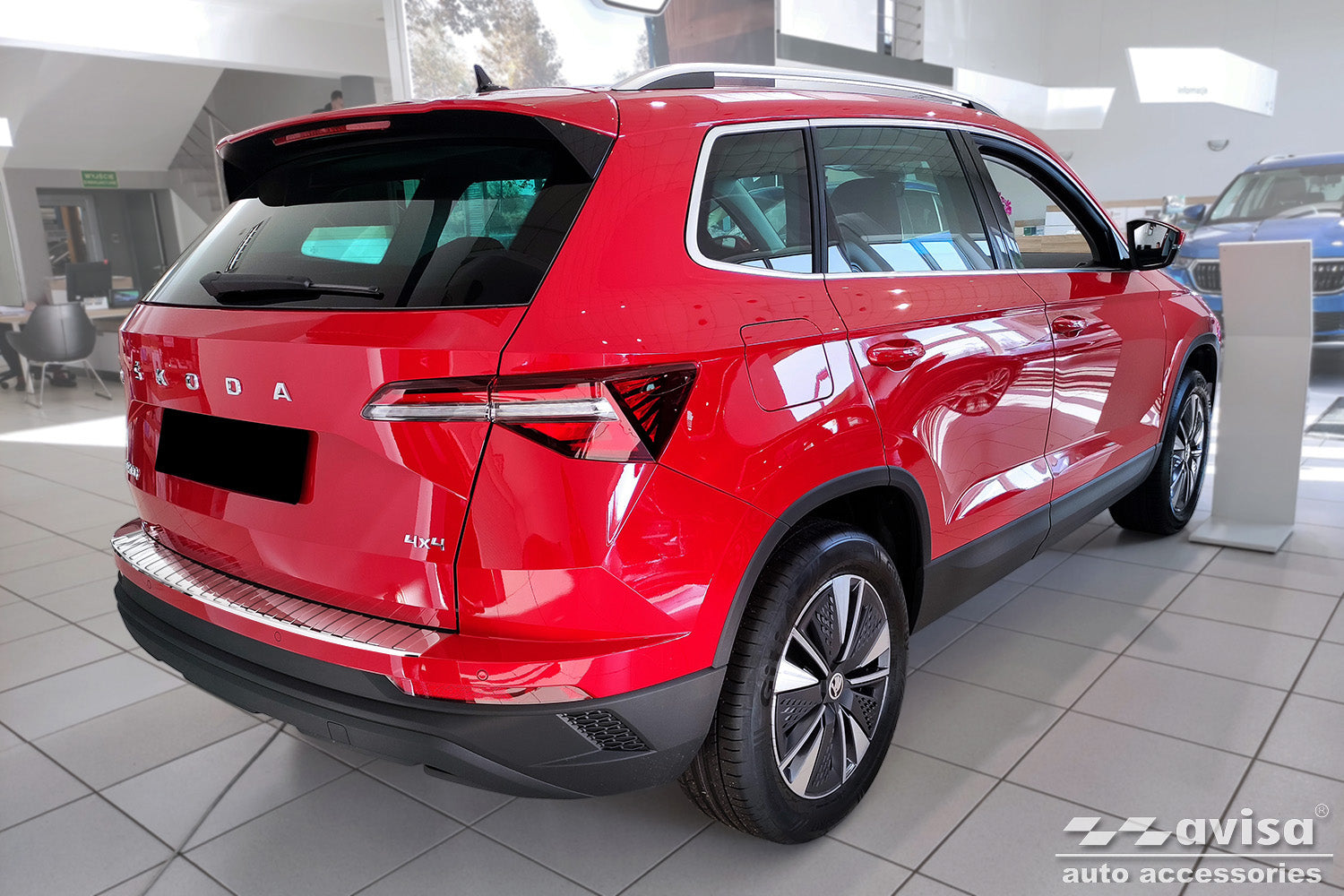 Lastskydd Skoda Karoq facelift 2022+/ Sportline facelift 2022+ – Spegelpolerat silver – detaljbild 2