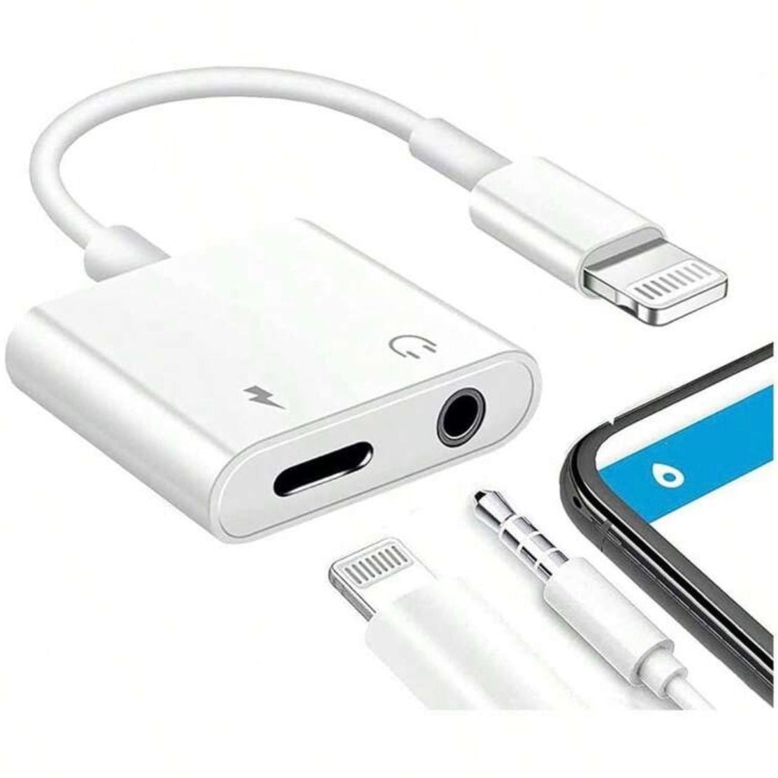 2 - i - 1 Hörlursadapter & Laddare – Lightning till 3,5 mm AUX för iPhone - Carlevel - 