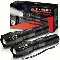 2-pack LED-ficklampor – Zoombara, 5 Ljuslägen  för Utomhusbruk