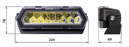 NBB Alpha 230 Pro LED extraljusramp – måttspecifikation | NBB