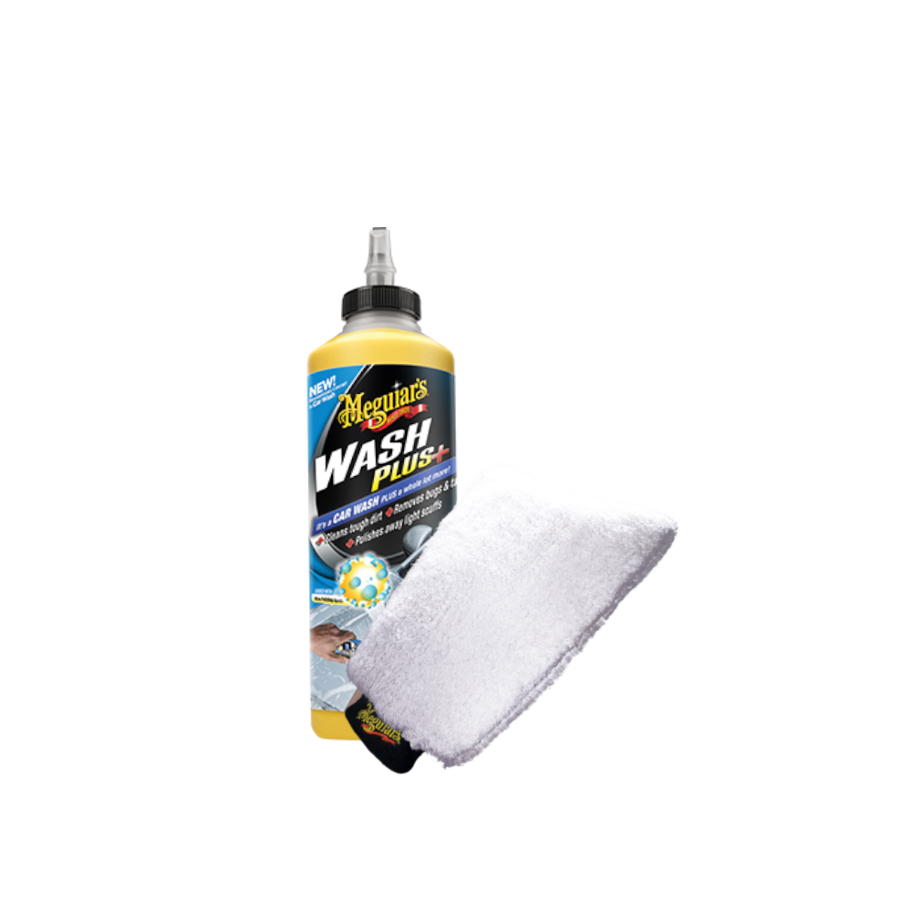 produktbild framifrån visande Tvättpaket WASH PLUS+ med tvätthandske – Meguiar's