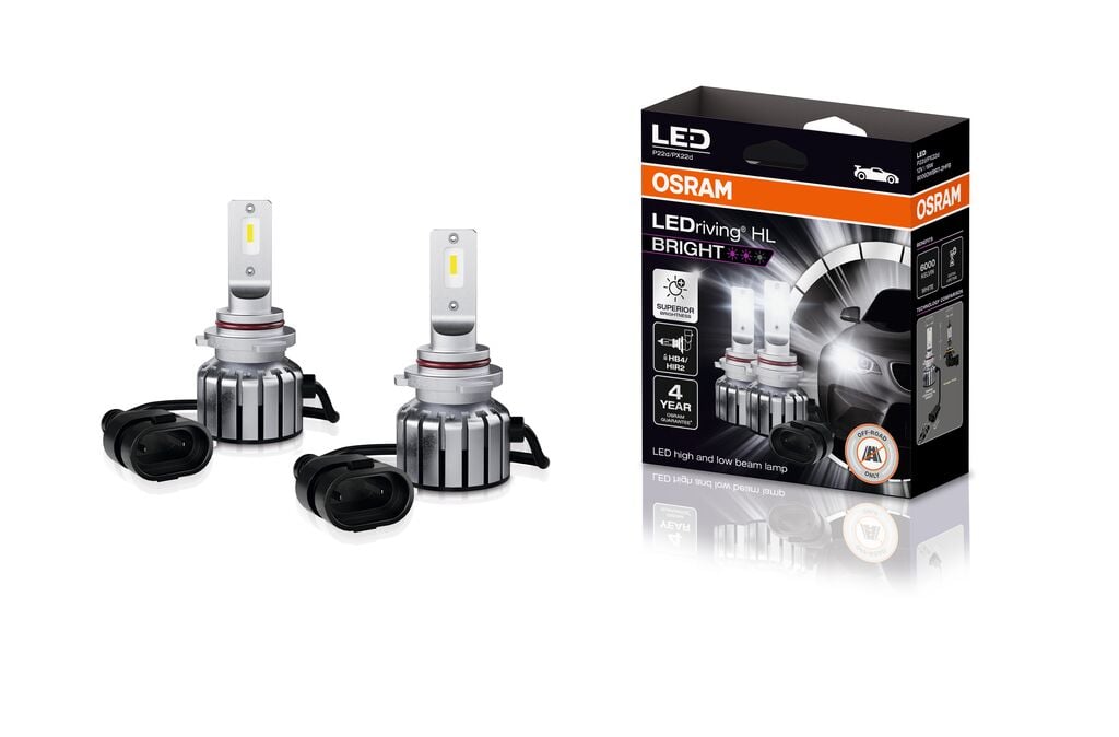 produktbild framifrån visande LEDriving HL BRIGHT HB4/HIR2 – OSRAM