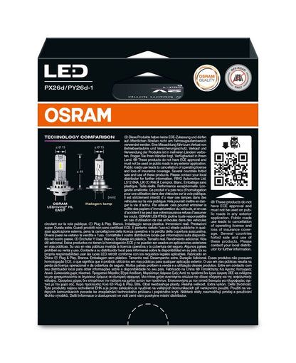 förpackning och medföljande tillbehör till LEDriving HL EASY H7/H18 – OSRAM