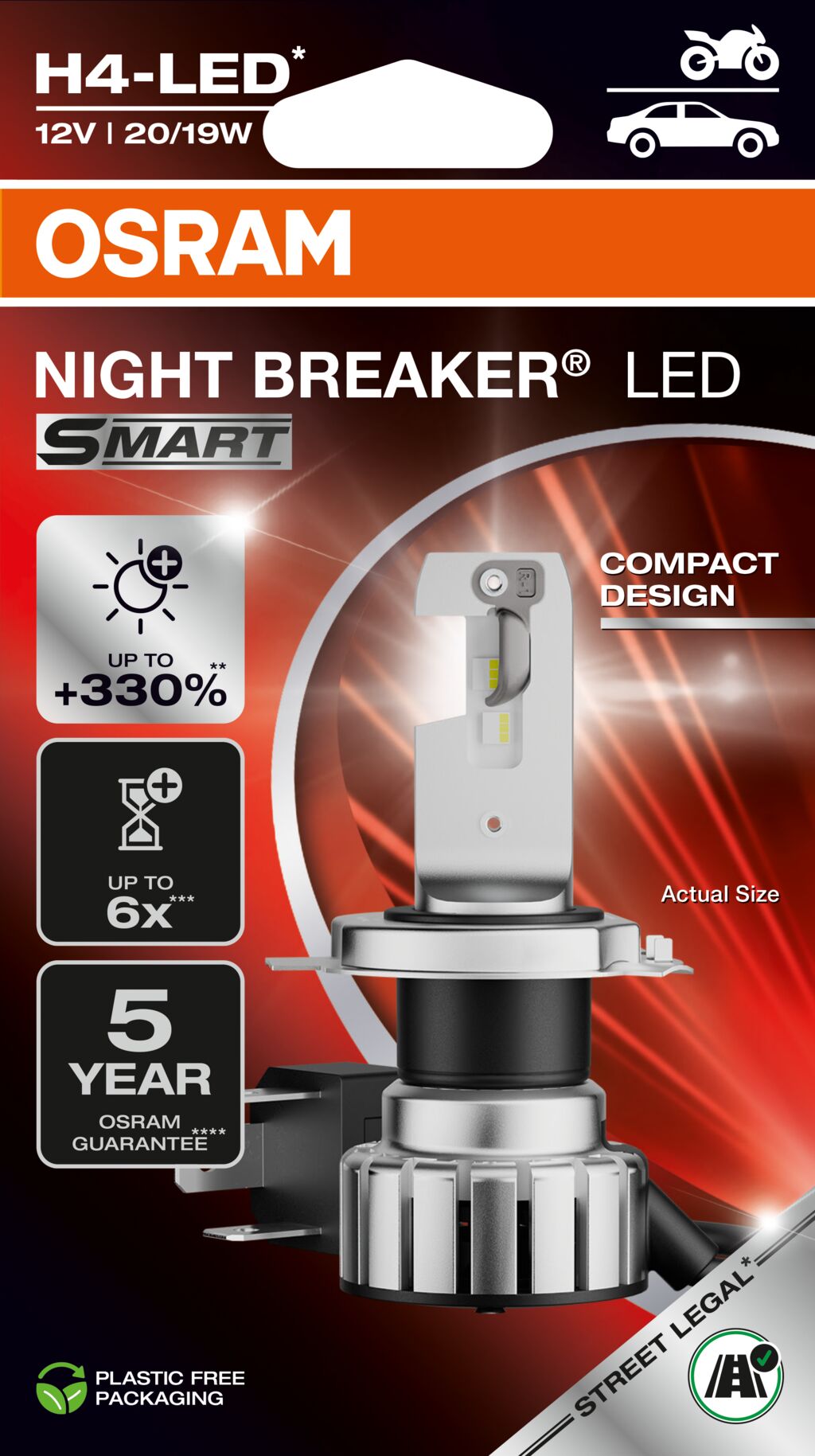 NIGHT BREAKER LED SMART – MC – H4 – förpackning och innehåll | OSRAM