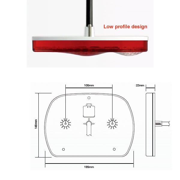närbild på detaljer och material av Baklampset i lågprofil (2 – Pack) – LEA