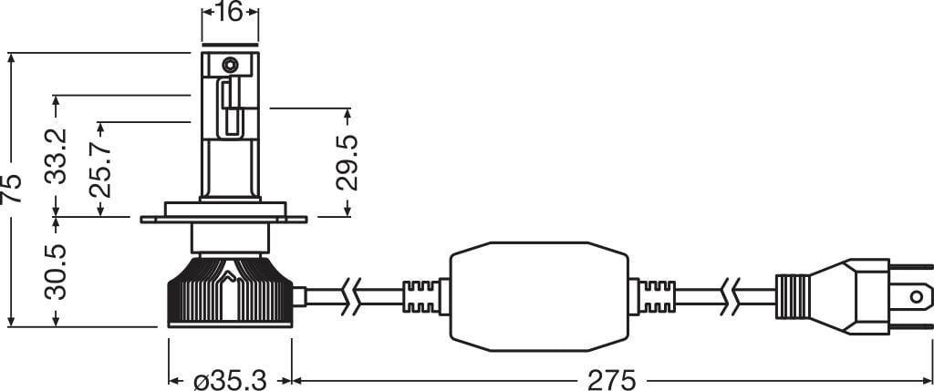 OSRAM LEDriving HL INTENSE NXT H4 – Canbus – produktvy från sidan | OSRAM