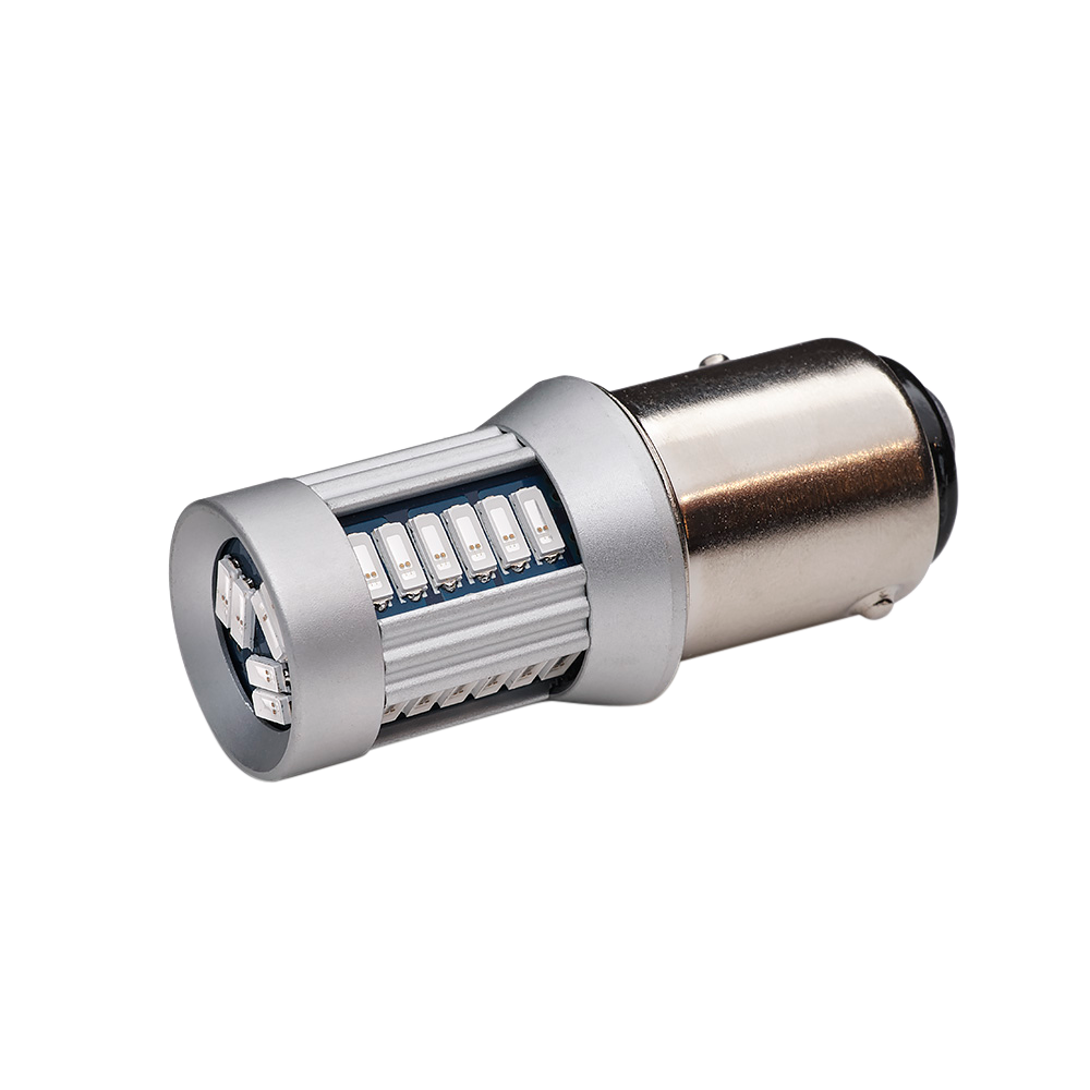 produktbild framifrån visande BA15S – 1156 30SMD 12 – 24V Röd – Xenonkungen
