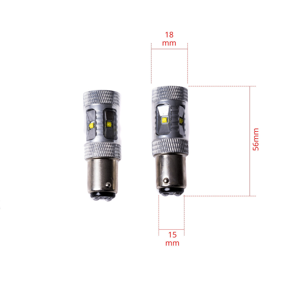 LED-lampa för bil – P21/5W – BAY15d – 6000K – 6 LED – CREE XT-E – 2-pack