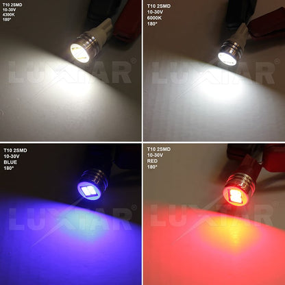 närbild på detaljer och material av 10 – Pack T10 – W5W LED 2SMD – 12V – Xenonkungen