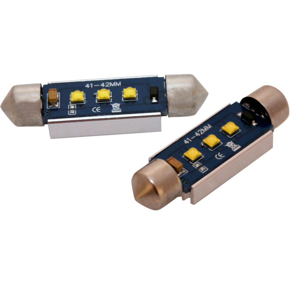 produktbild framifrån visande 42mm – C5W Super Canbus Cree LED – Carlevel