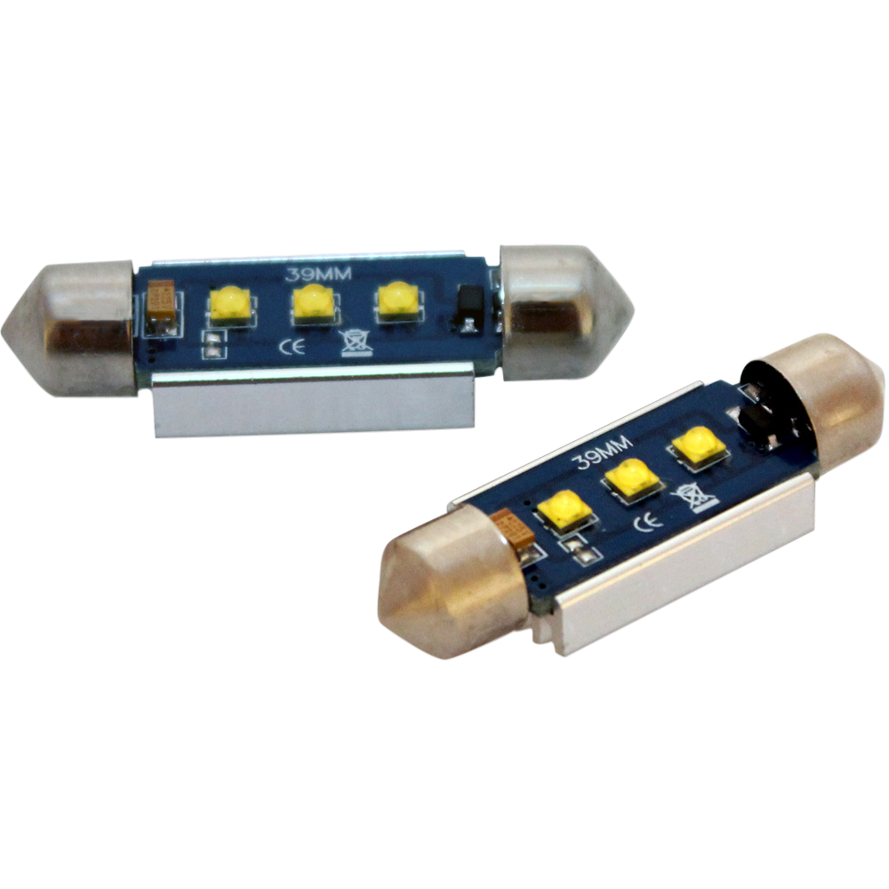 produktbild framifrån visande 39mm – C5W Super Canbus Cree LED – Carlevel