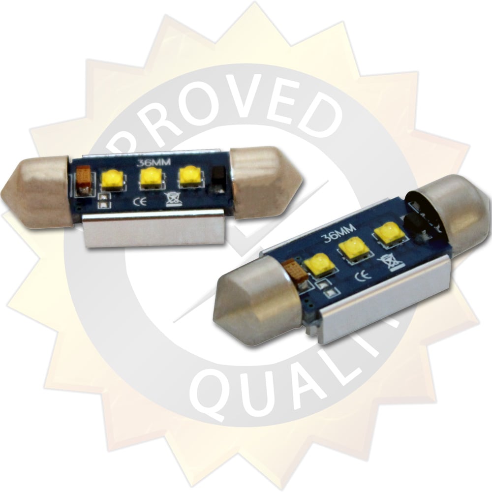 sidovy som visar profil och design av 36mm – C5W Super Canbus Cree LED – Carlevel