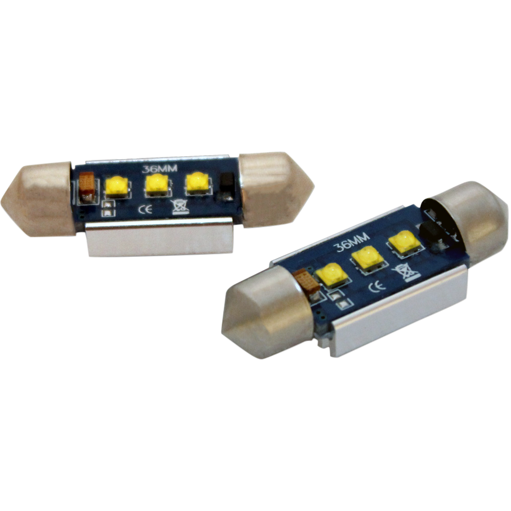 produktbild framifrån visande 36mm – C5W Super Canbus Cree LED – Carlevel
