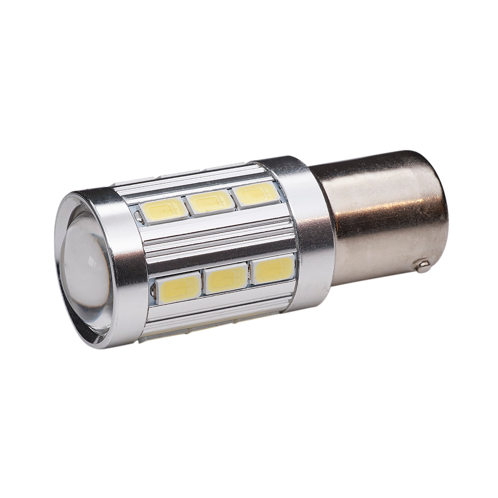 produktbild framifrån visande BA15S – 1156 Canbus LED 21SMD Vit – Carlevel