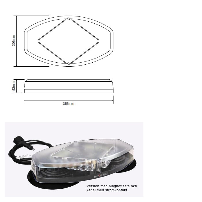 Takljusramp Diamondback mini – 355mm – närbild detaljer | Carlevel