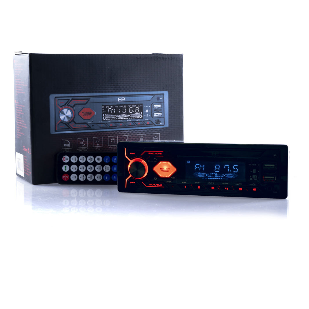 1-DIN-bilstereo – Svart – 9V - 16V – 188 mm – 57 × 112 mm
